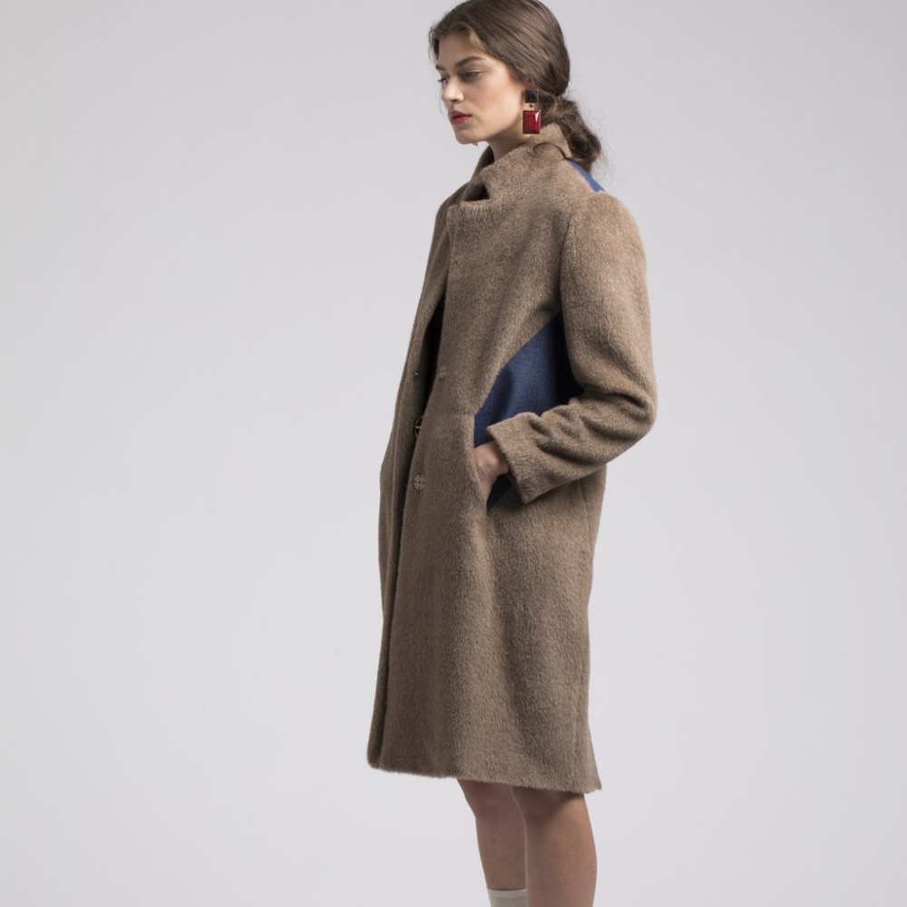 Chocolate/Denim Llama Wool Peacoat